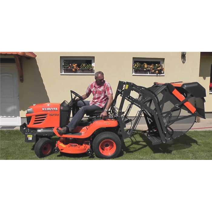 Tracteur tondeuse professionnel KUBOTA 23ch 122cm bac560l en hauteur