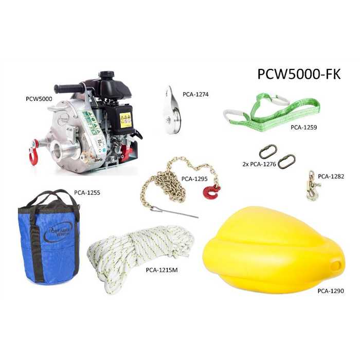 Treuil portable winch kit Forestier PCW5000-FK avec accessoires comprenant: