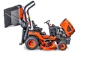 Tracteur tondeuse professionnel KUBOTA 23ch 122cm bac560l en hauteur
