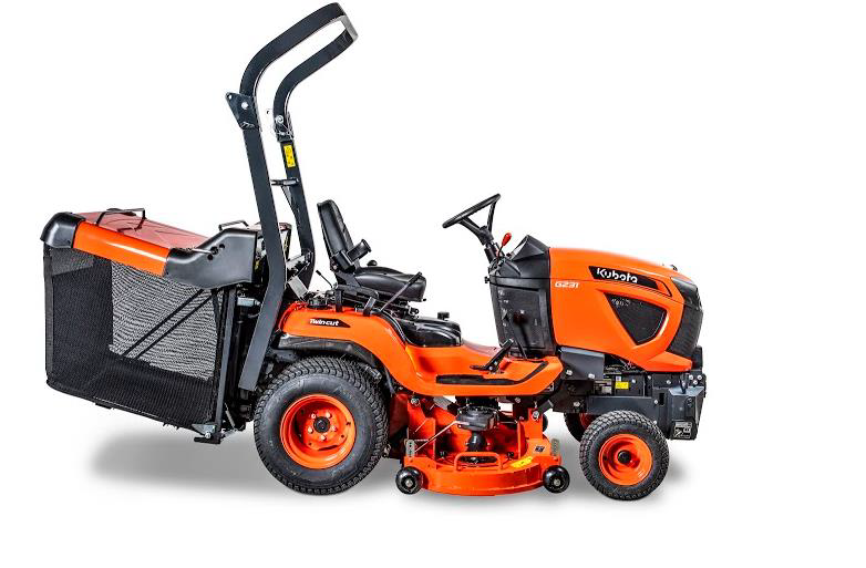 Autoportée professionnelle diesel 26cv KUBOTA 137cm bac640l vidange hauteur