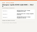 Chargeur rapide ECHO LCJQ-560C — 50,4 V — infographie technique Outils Jardin [ECHO 2026-10-03]