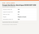 Coupe-bordures électrique ECHO EGT-350 — infographie technique Outils Jardin [ECHO 2026-10-03]
