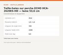 Taille-haies sur perche ECHO HCA-2620ES-HD — lame 53,6 cm — infographie technique Outils Jardin [ECHO 2026-10-03]
