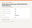 Taille-haies électrique ECHO HCR-610 — lame 60,0 cm — infographie technique Outils Jardin [ECHO 2026-10-03]