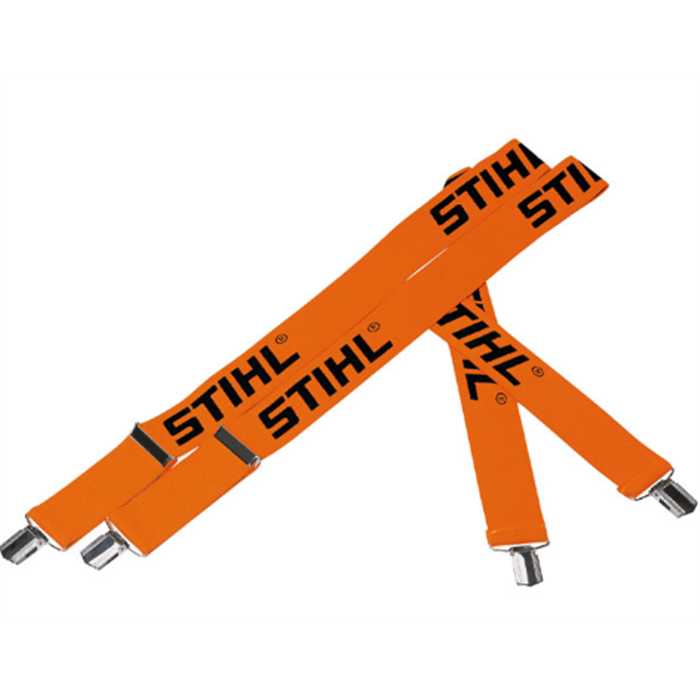Bretelles STIHL orange et noire languettes avec clips métal130cm