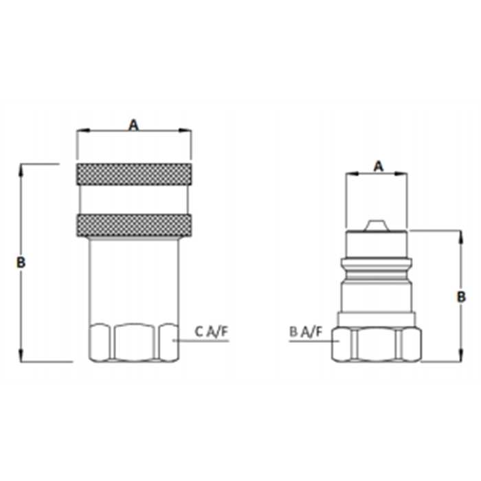 Convertisseur coupleur vers valve à  visser 1/2 a 20.5  b43.5 m34