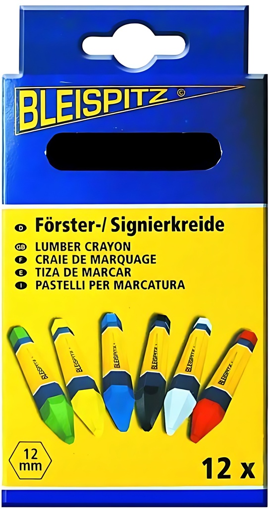 [1557-00204 / 820-9005] Crayon gras de marquage Boite de 12 craies forestières de marquage de couleur de marque Bleispitz, 1557-0020X, 820-900X (Noir)
