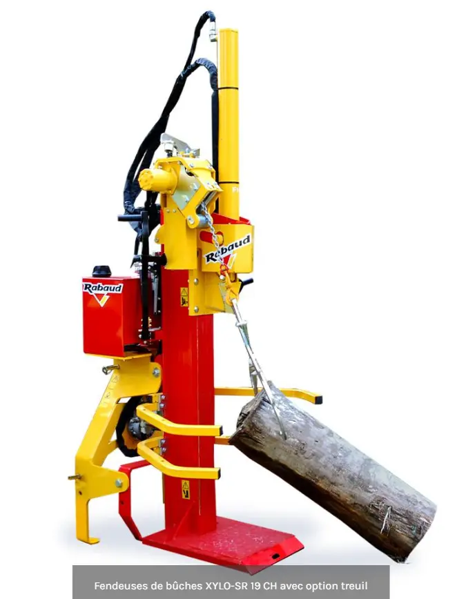 Fendeuse verticale 19T sur prise de force avec option treuil et pince Rabaud XYLO-SR 19CH