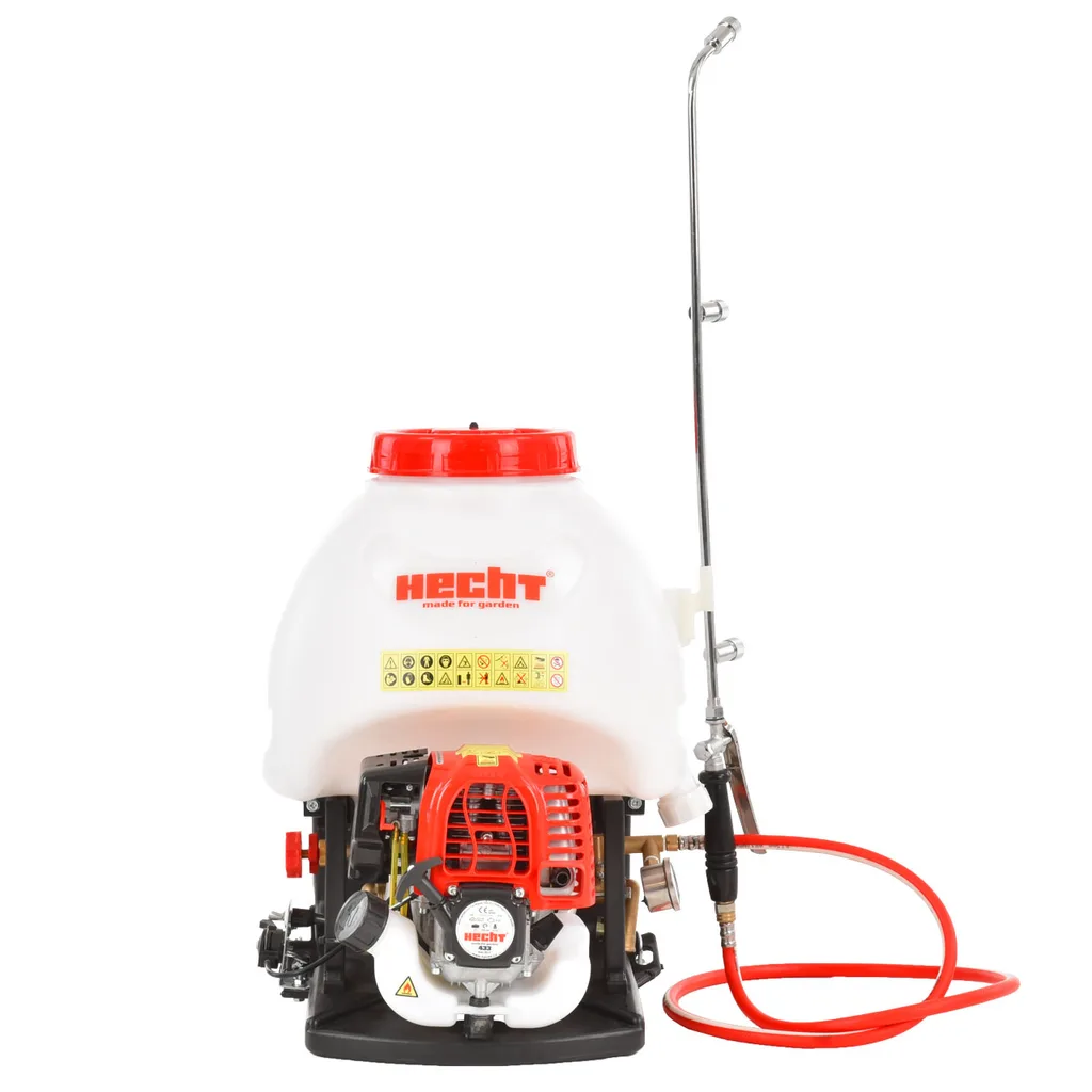 Pulvérisateur dorsal HECHT 433- moteur 4T réservoir : 15 l. Débit max. : 7 l/min. Poids : 9,3 kg.