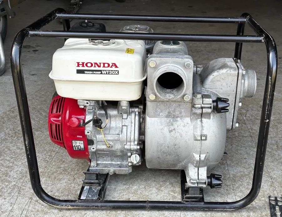 Occasion - Pompe HONDA WT30 eaux chargées, HONDA WT30X avec tuyaux aspi et refoulement