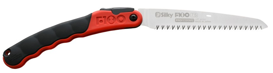 Scie de poche pliable Silky F180 Rouge 18cm - Dentures épaisses 7.5 dents sur 3cm