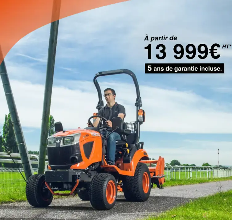 Tracteur 4x4 diesel 23cv KUBOTA BX231D BX-231 D, roues gazon AV 18×8.50-10 AR 26×12.00-12, siège PVC à suspension mécanique PROMO