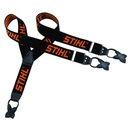 Bretelles STIHL noire et orange languettes en cuir a boutonner