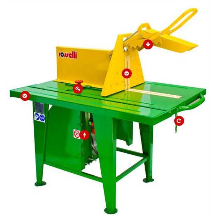 [ROSSELLI M-360W] Scie circulaire ROSSELLI table coulissante mot. élect. triphase lame600mm widia